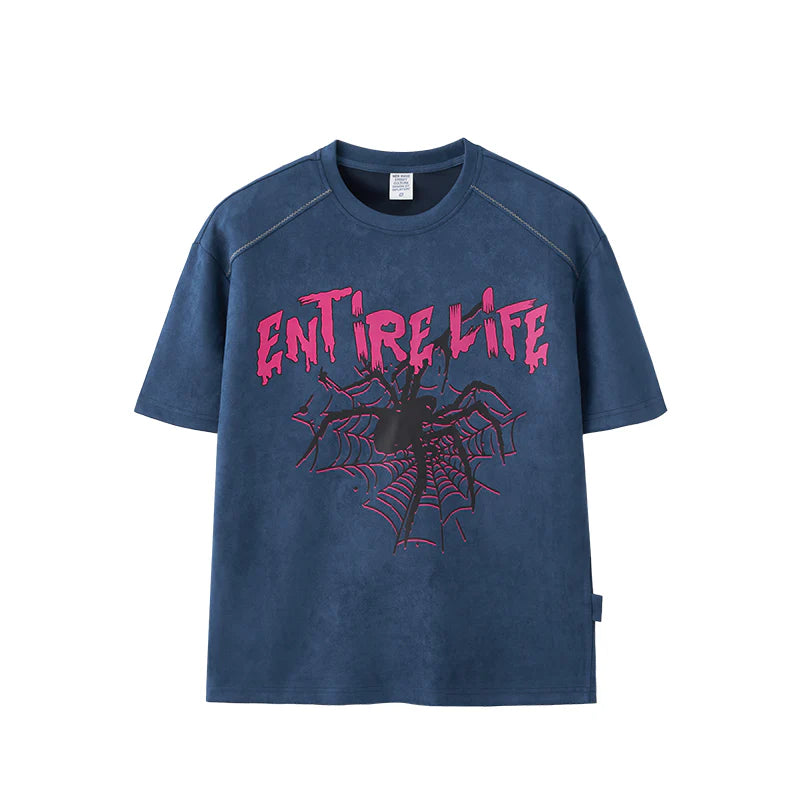 Faux Suded Spider Graphic Tees |  Streetwear